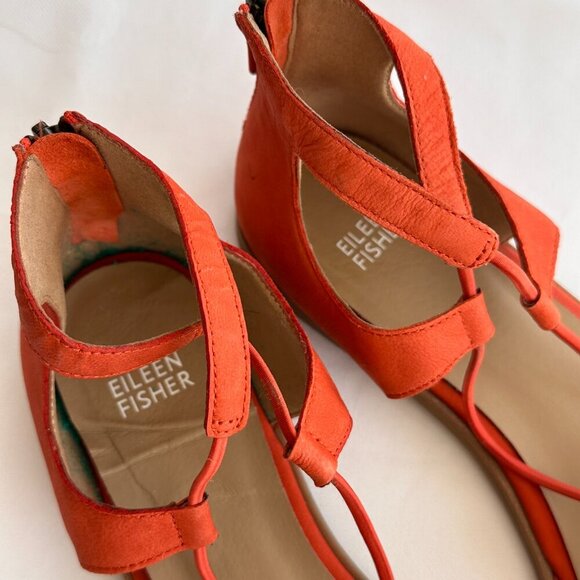 Eileen Fisher Womens Rose Leather Sandal, Orange, Size 9 - Picture 5 of 11